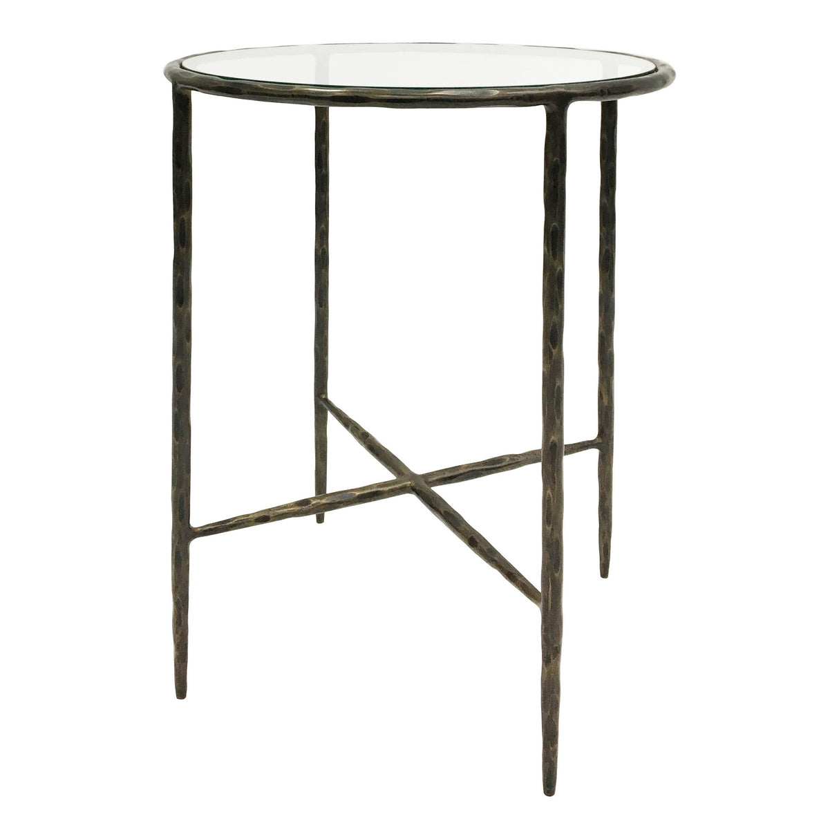 Patterdale Hand Forged Side Table - Dark Bronze With Glass Top