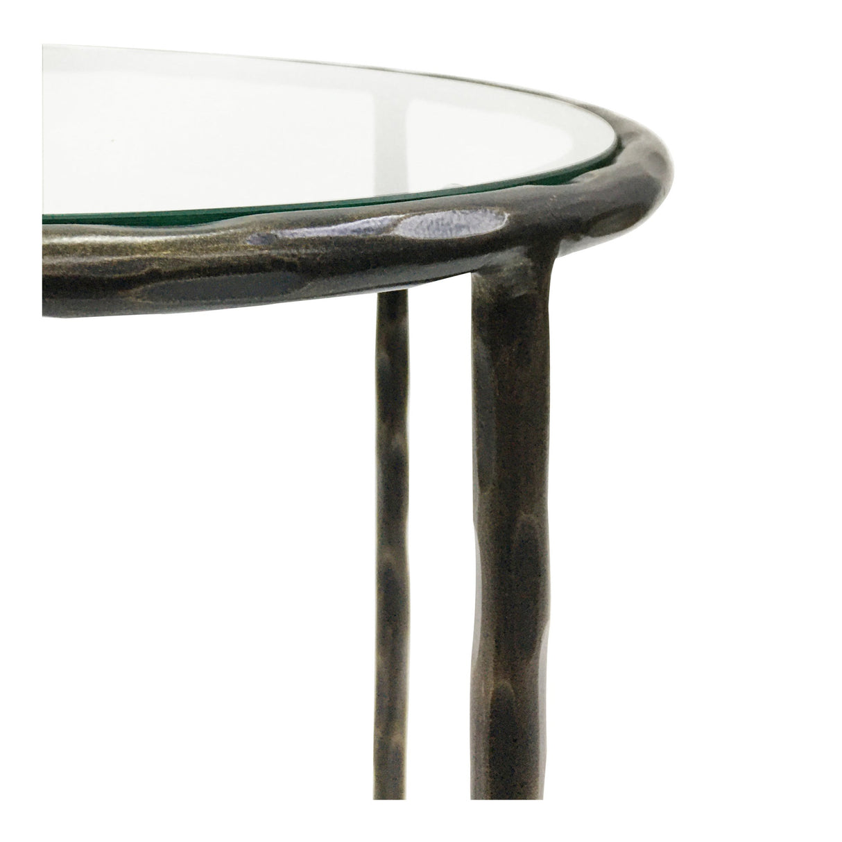 Patterdale Hand Forged Side Table - Dark Bronze With Glass Top