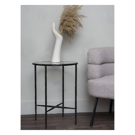 Patterdale Hand Forged Side Table - Dark Bronze With Glass Top