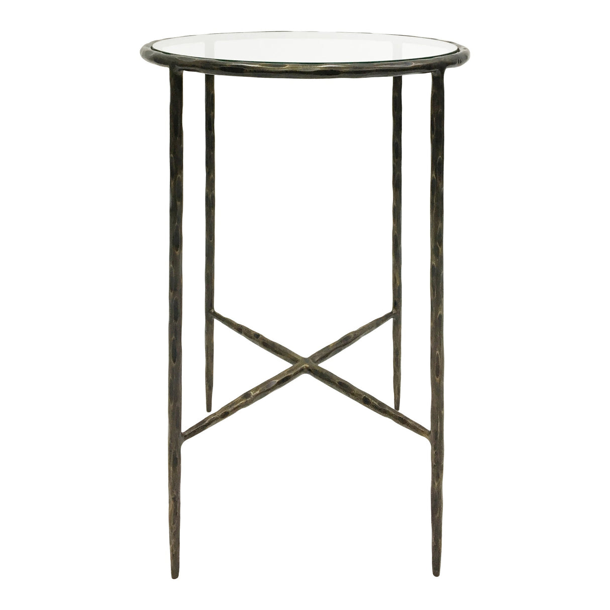 Patterdale Hand Forged Side Table - Dark Bronze With Glass Top