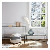 Patterdale Hand Forged Large Console Table - Dark Bronze With Glass Top