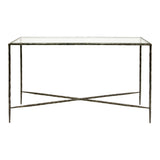 Patterdale Hand Forged Large Console Table - Dark Bronze With Glass Top