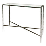 Patterdale Hand Forged Small Console Table - Dark Bronze With Glass Top
