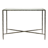 Patterdale Hand Forged Small Console Table - Dark Bronze With Glass Top