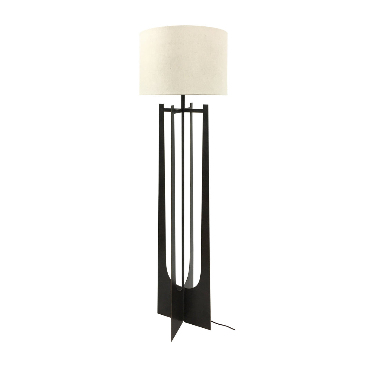 Glenthorpe Floor Lamp - Gilded Oak With Irish Linen Shade
