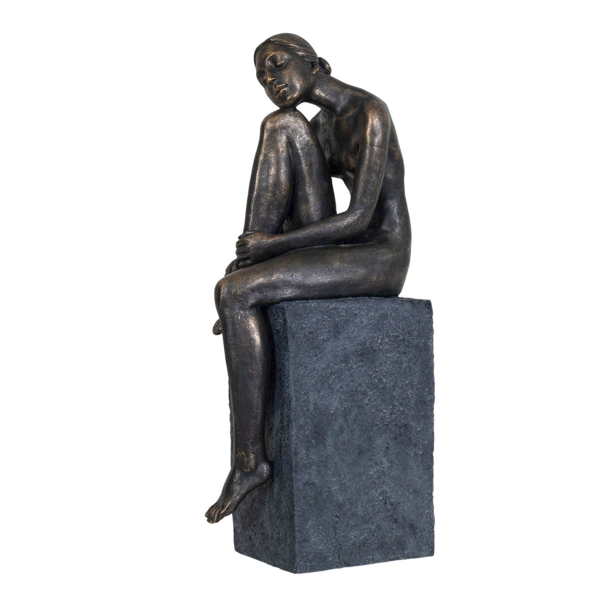 Thinking Lady Bronze Resin Sculpture - 75cm