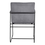 Belton Leather & Metal Dining Chair With Arms