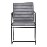 Belton Leather & Metal Dining Chair With Arms