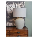 Baslow Etched Large Table Lamp With Shade - Grey