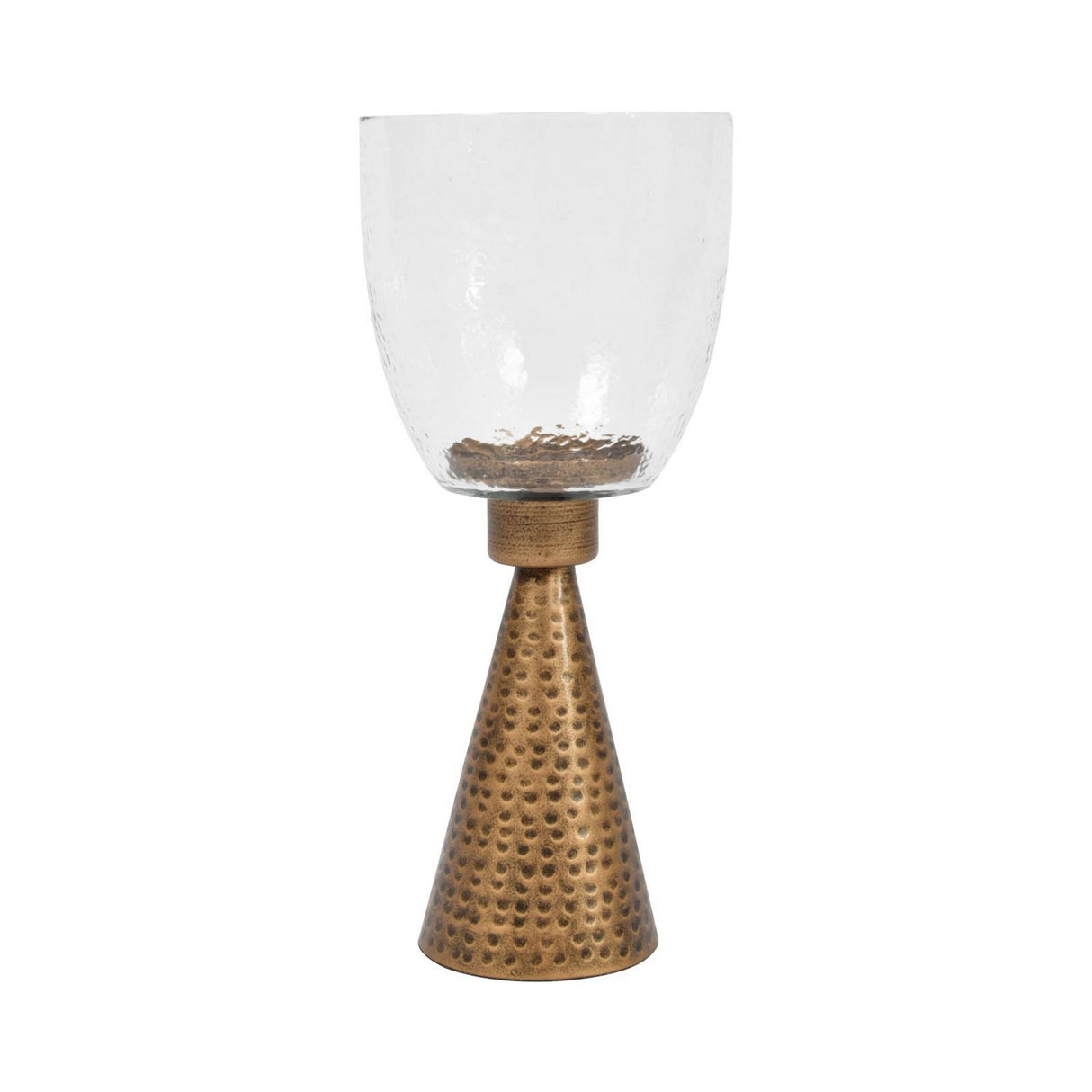 Sandbanks Iron & Hammered Glass Table Hurricane 36cm - Gold