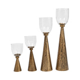 Sandbanks Iron & Hammered Glass Table Hurricane 45cm - Gold