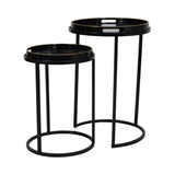 Vesuvius Black and Gold Set of 2 Side Tray Tables - Black