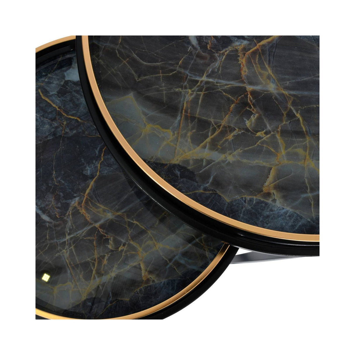 Vesuvius Black and Gold Set of 2 Side Tray Tables - Black