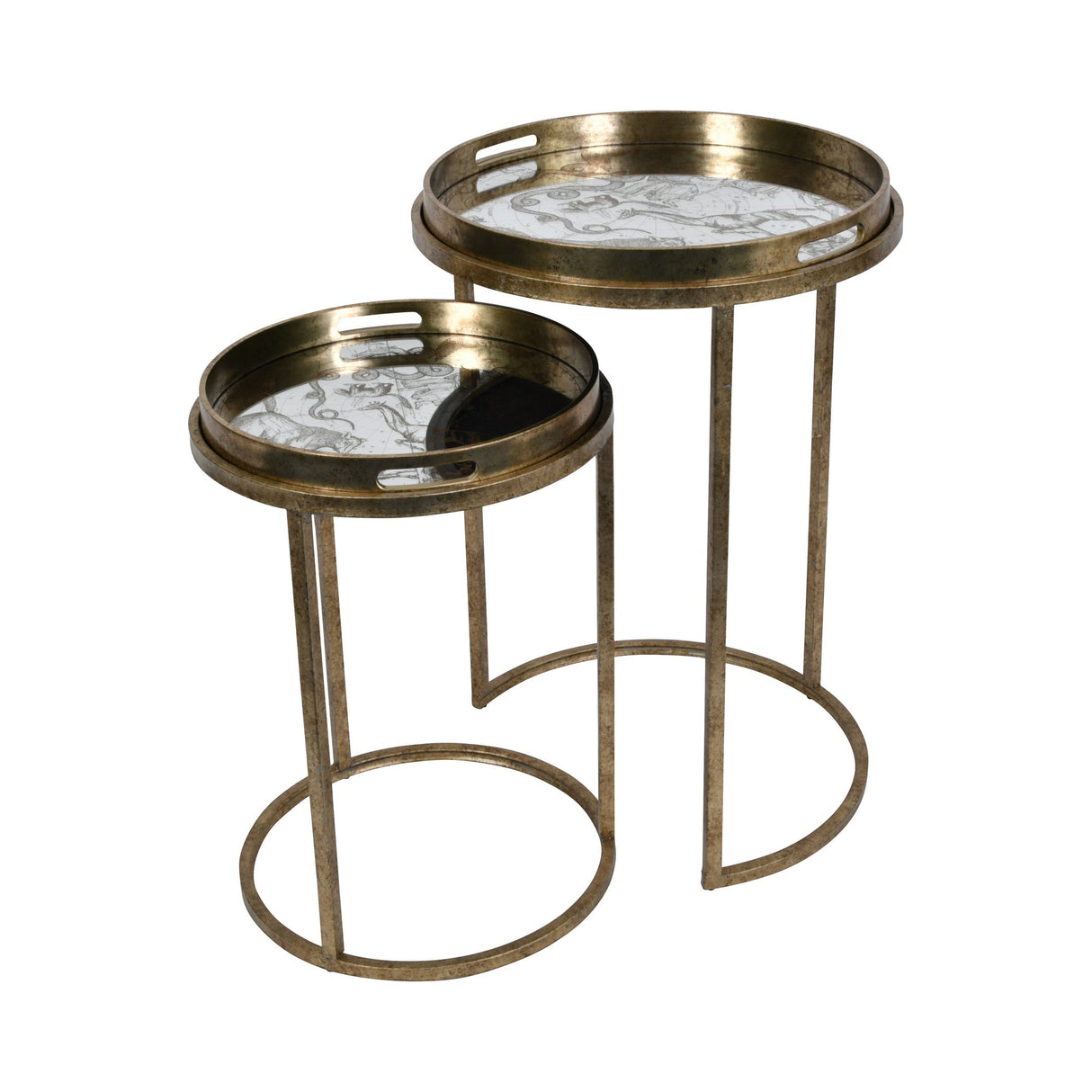 Constellation Map Set of 2 Side Tray Tables - Gold