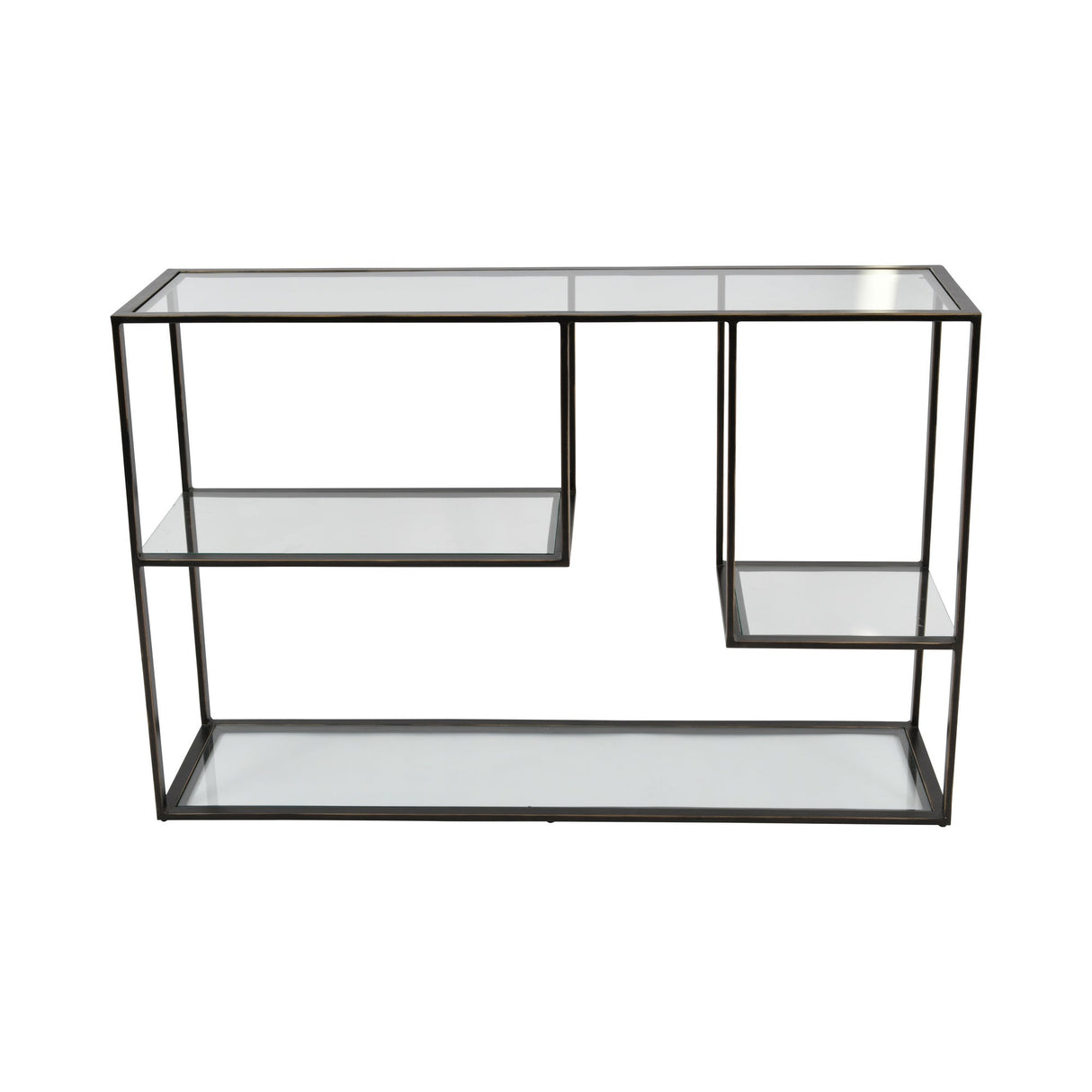 Deveraux Metal & Glass Console Table - Gilded Bronze