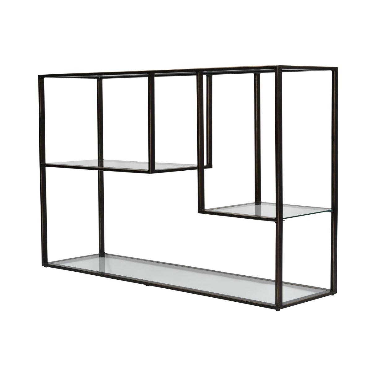Deveraux Metal & Glass Console Table - Gilded Bronze