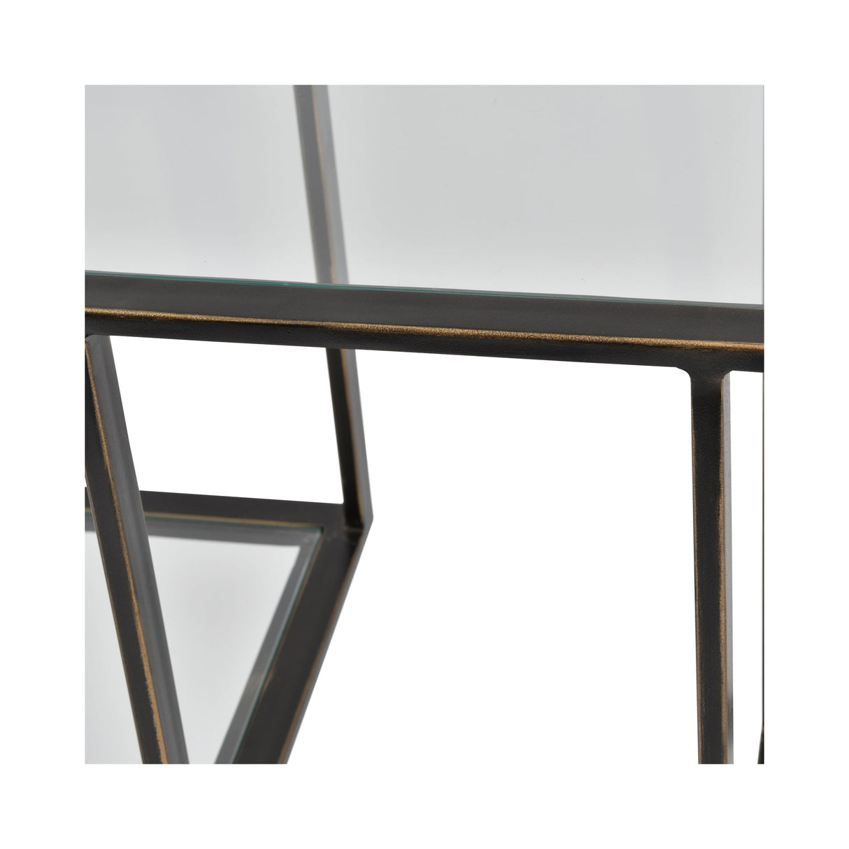 Deveraux Metal & Glass Console Table - Gilded Bronze