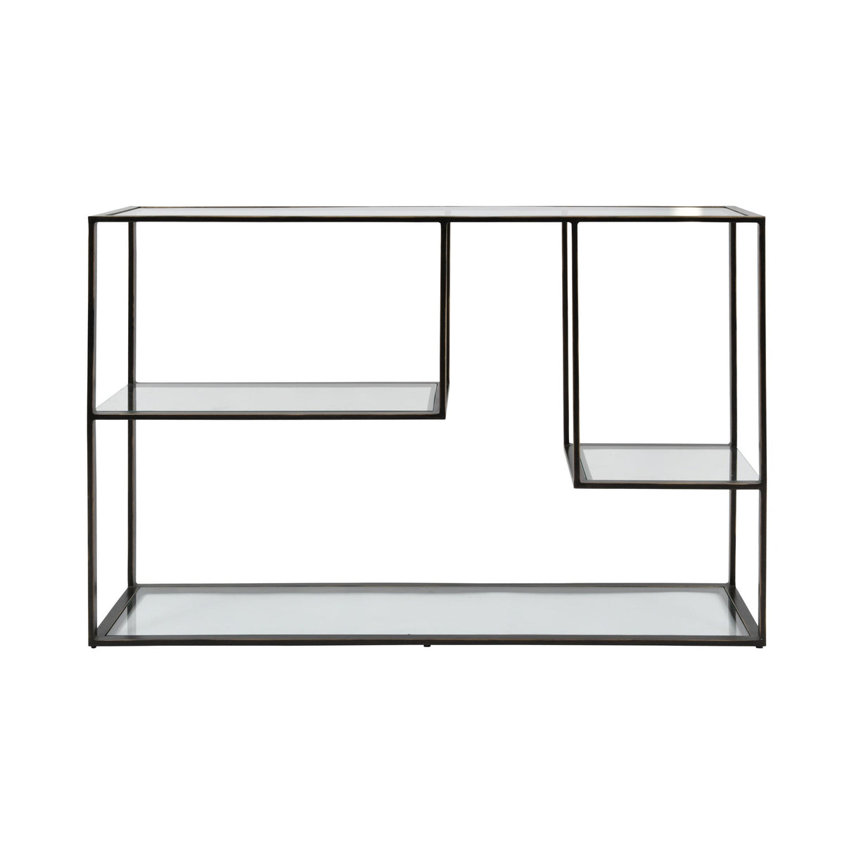 Deveraux Metal & Glass Console Table - Gilded Bronze