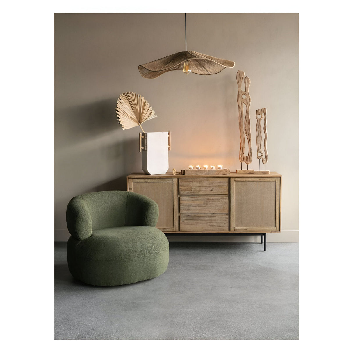 Luna Boucle Occasional Chair - Green