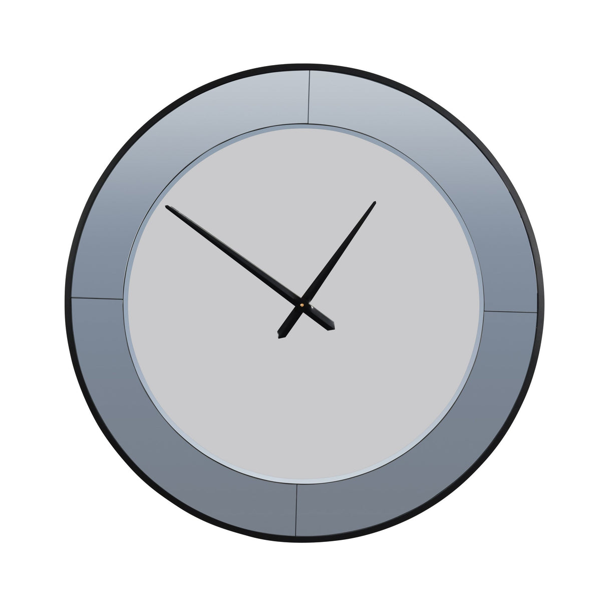 Two Tone Round Mirrored Wall Clock - Grey & Black
