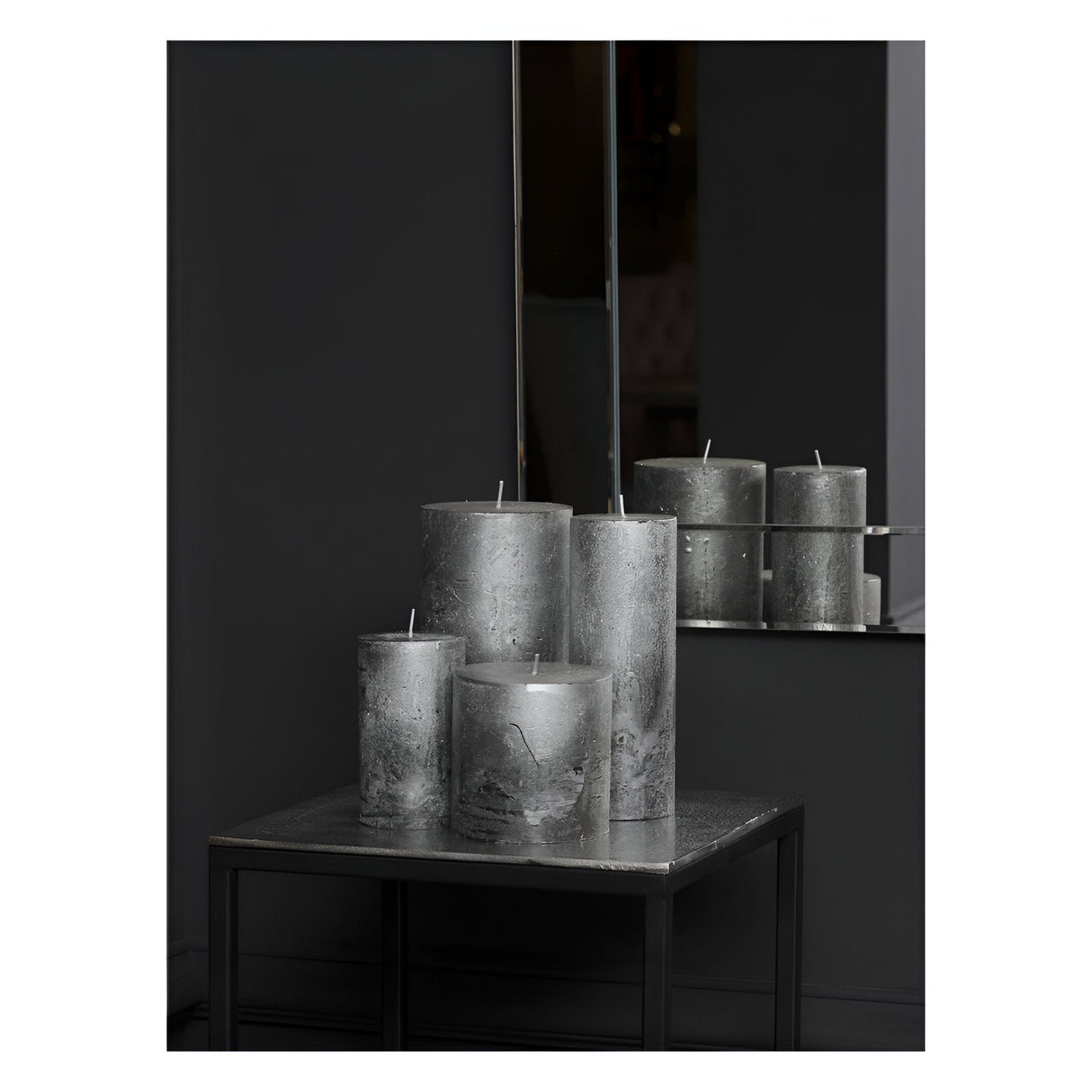 Libra Black & Silver Ombre Pillar Candle - 10x10cm