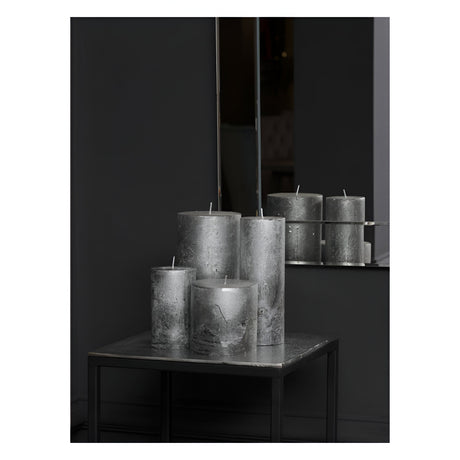 Libra Black & Silver Ombre Pillar Candle - 10x10cm