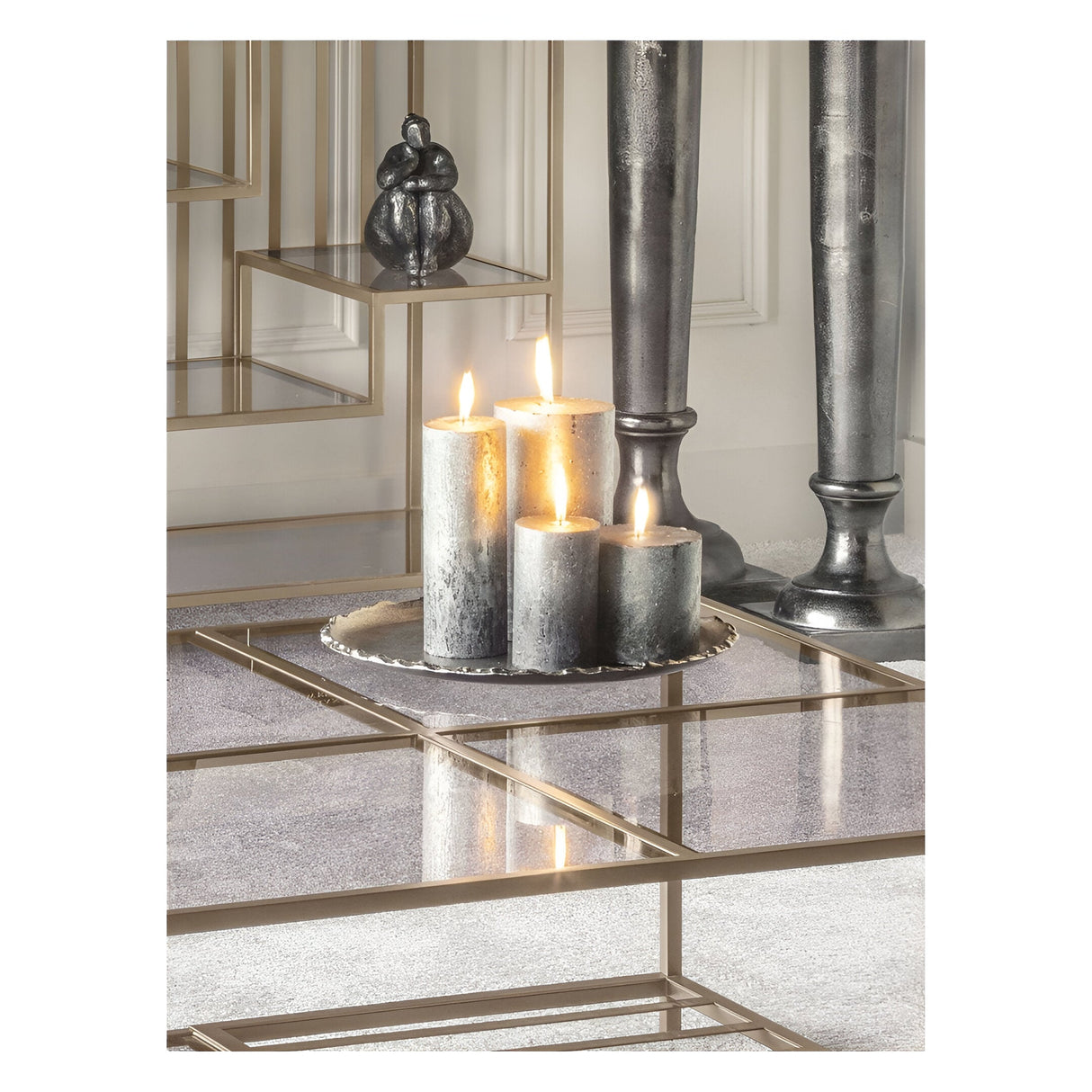 Libra Black & Gold Ombre Pillar Candle - 10x10cm