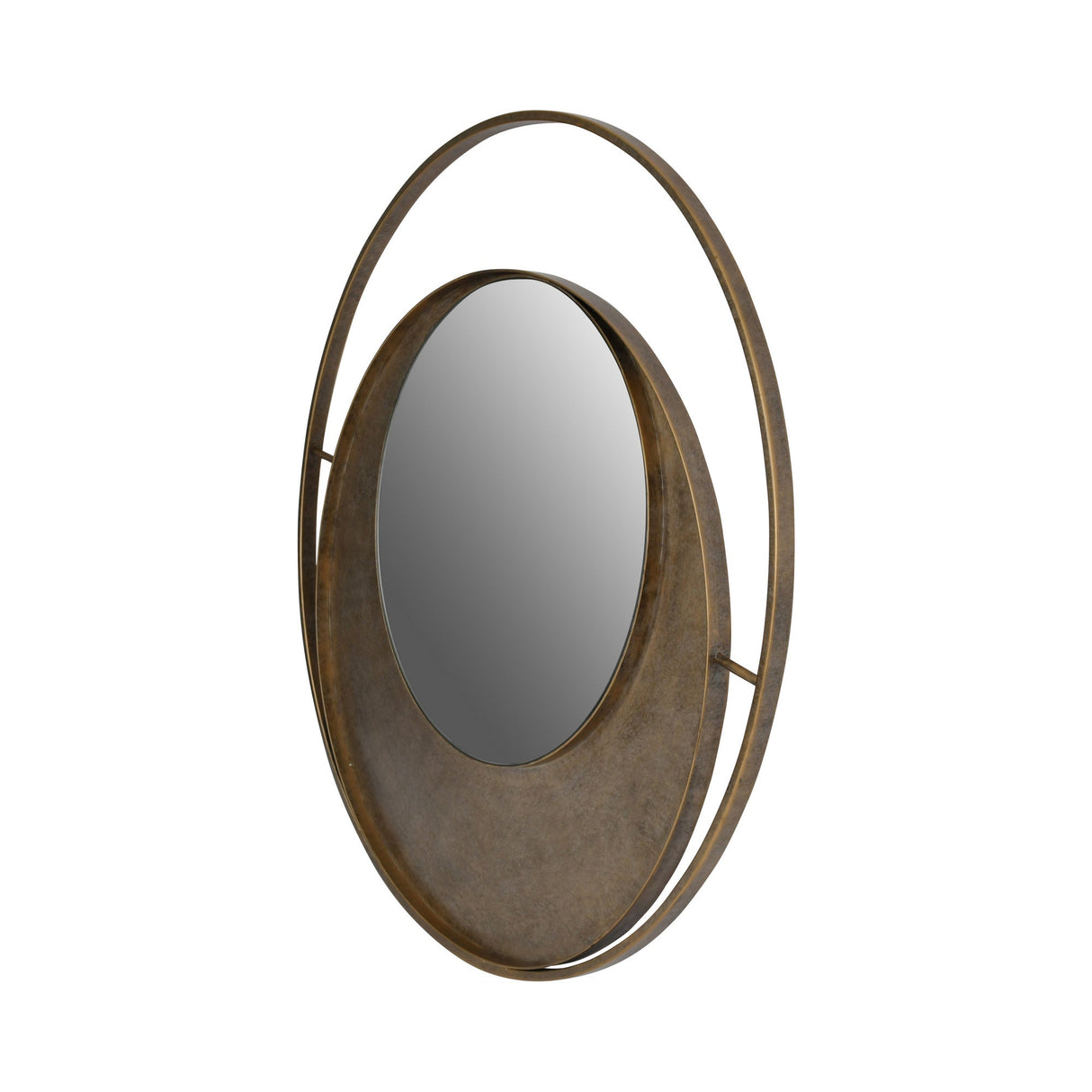 Concentric Circles Iron Wall Mirror Aged Gold - 100cm