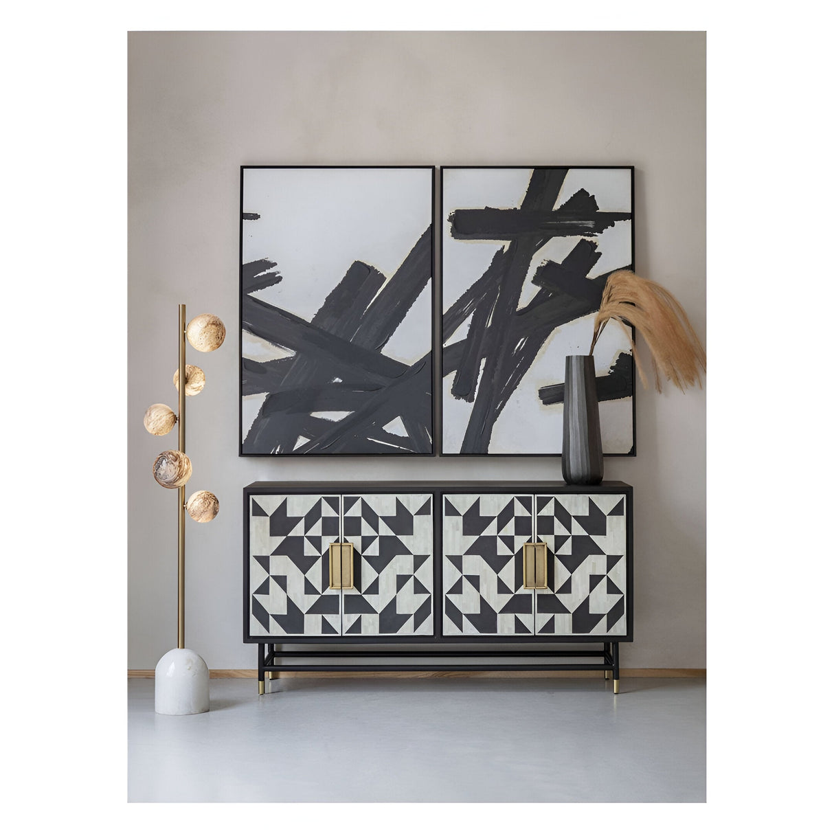 Constellation 5 Light Globe Floor Lamp - Grey & Gold