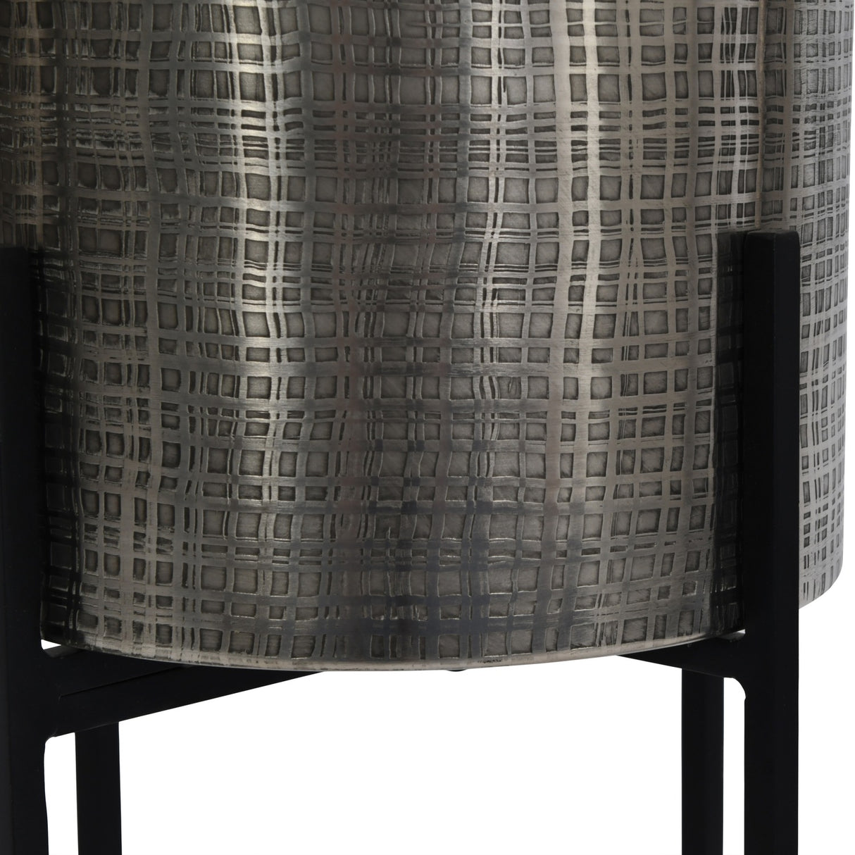 Etched Iron Floor Standing Planter – Nickel