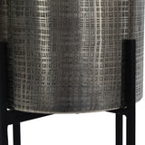 Etched Iron Floor Standing Planter – Nickel
