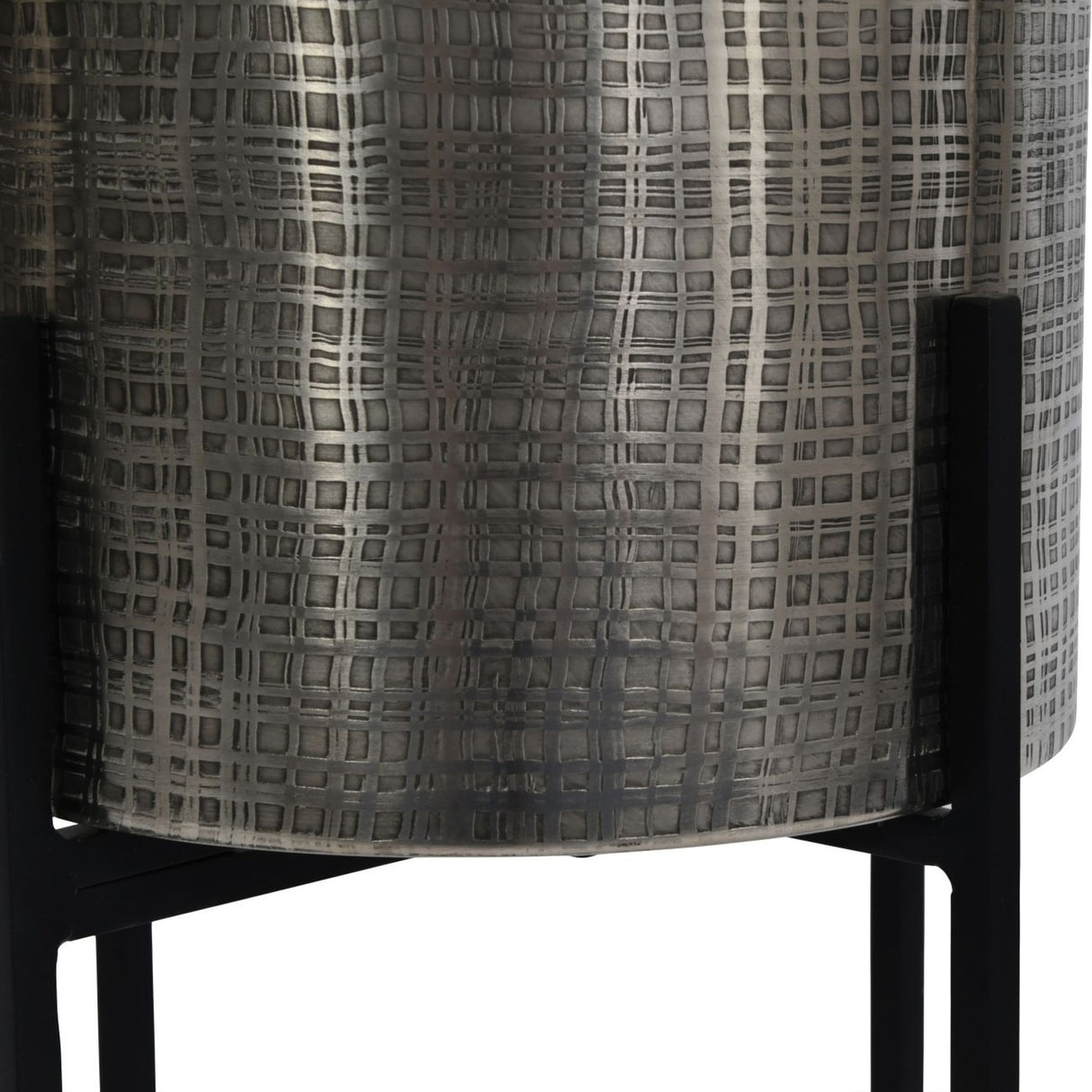 Etched Iron Floor Standing Planter – Nickel