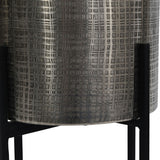 Etched Iron Floor Standing Planter – Nickel