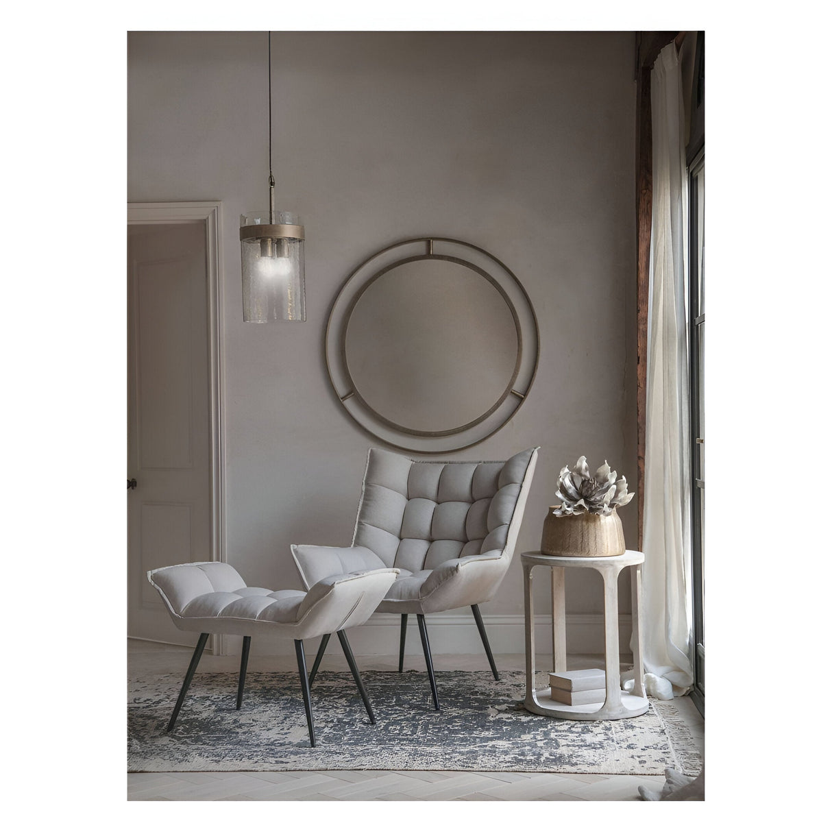 Chrishall Occasional Chair with Footstool - Oatmeal