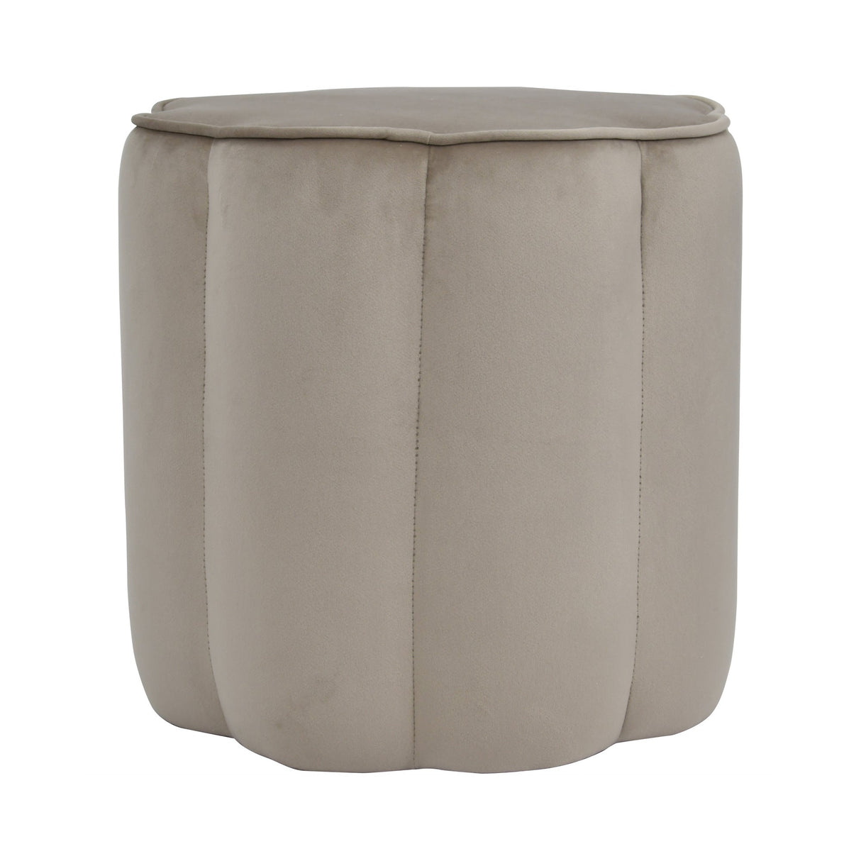 Scallop Velvet Footstool - Smokey Taupe