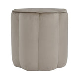 Scallop Velvet Footstool - Smokey Taupe