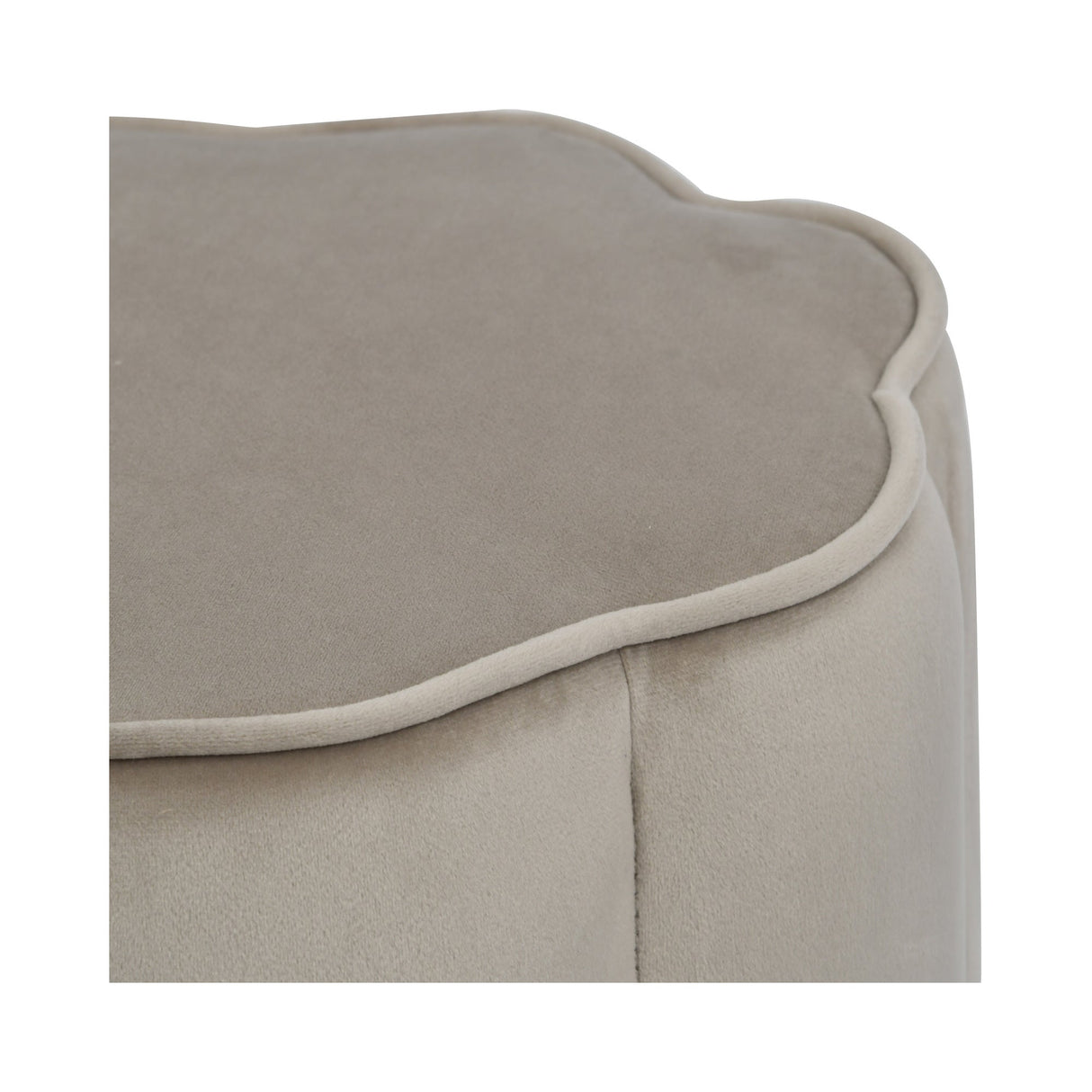 Scallop Velvet Footstool - Smokey Taupe