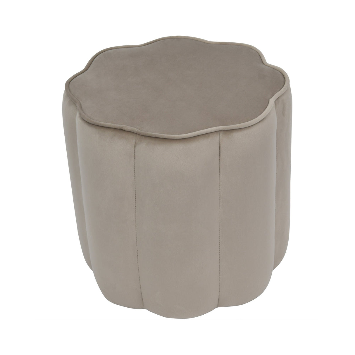 Scallop Velvet Footstool - Smokey Taupe