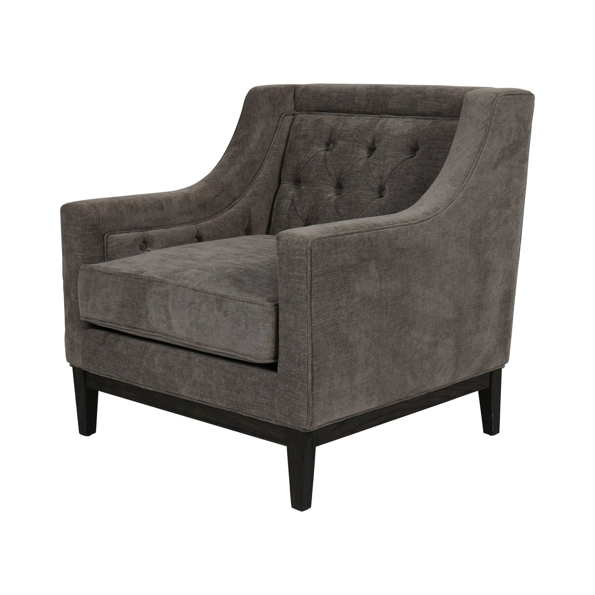 Theodore Buttoned Armchair - Warm Grey
