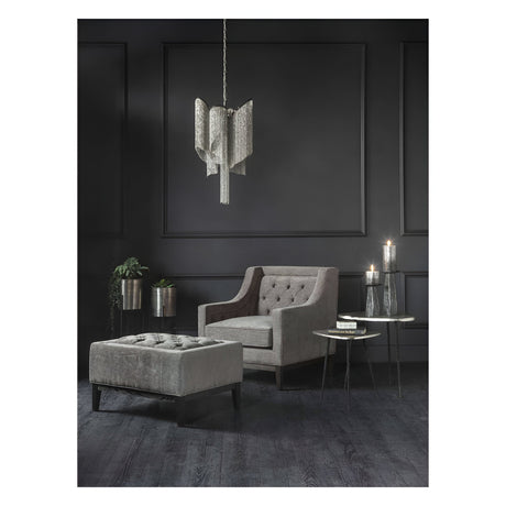 Theodore Buttoned Stool - Warm Grey