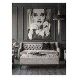 Theodore Buttoned XL Ottoman - Warm Grey