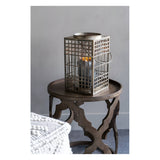 Barossa Fretwork Square Lantern 33cm - Aged Gold With Glass Flute