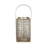 Barossa Fretwork Square Lantern 33cm - Aged Gold With Glass Flute