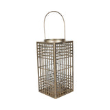 Barossa Fretwork Square Lantern 40.5cm - Aged Gold With Glass Flute