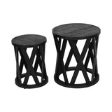 Cali Solid Wooden Set of 2 Nesting Side Tables - Black