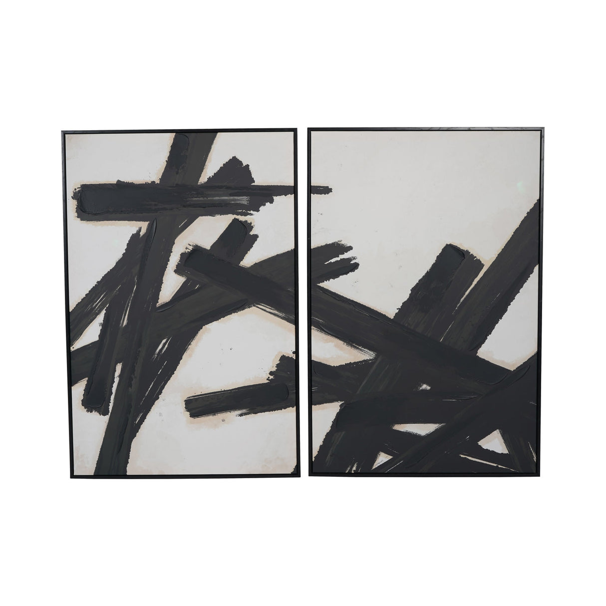 Impasto Brushstrokes Set of 2 Framed Canvases - 80x120cm