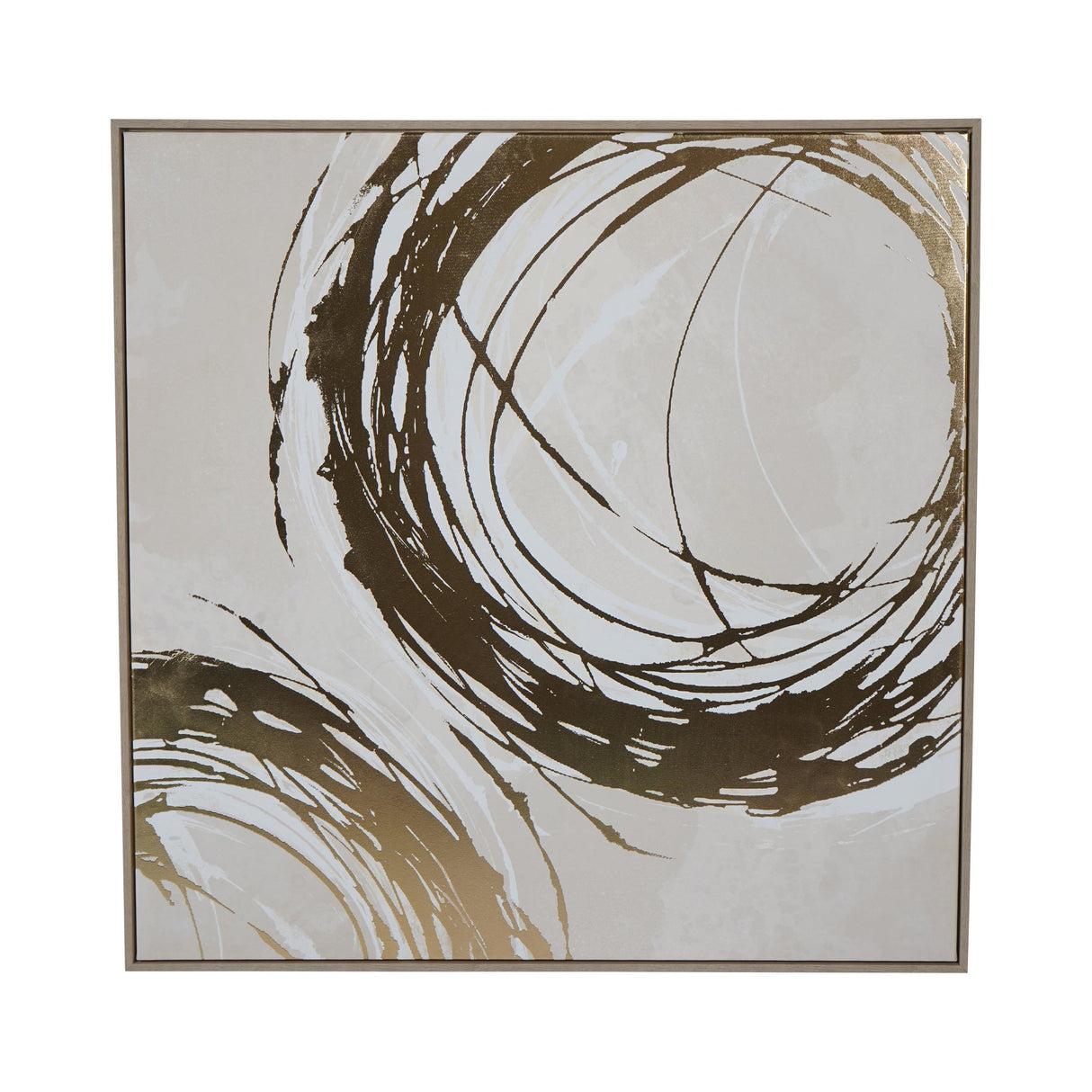 Golden Foiled Circles Framed Canvas - 100x100cm