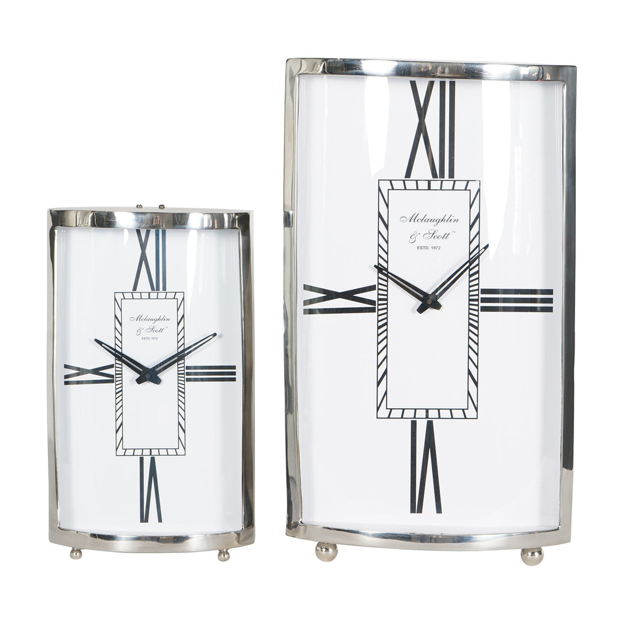 Nickel Bow-Fronted Large Mantel Clock