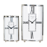 Nickel Bow-Fronted Large Mantel Clock