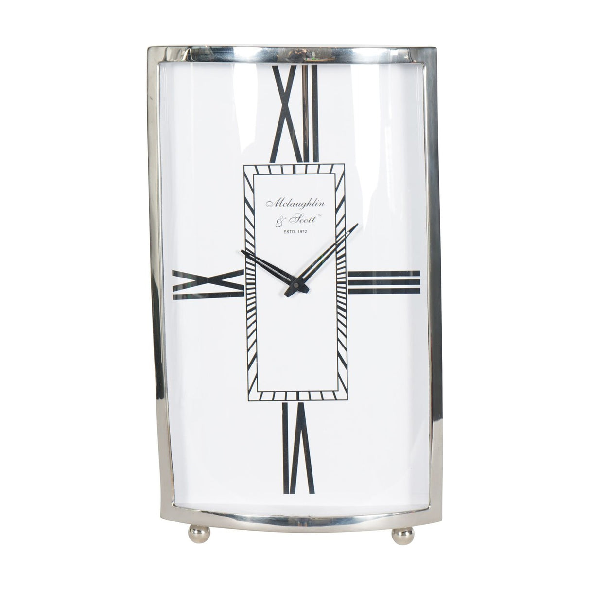 Nickel Bow-Fronted Large Mantel Clock